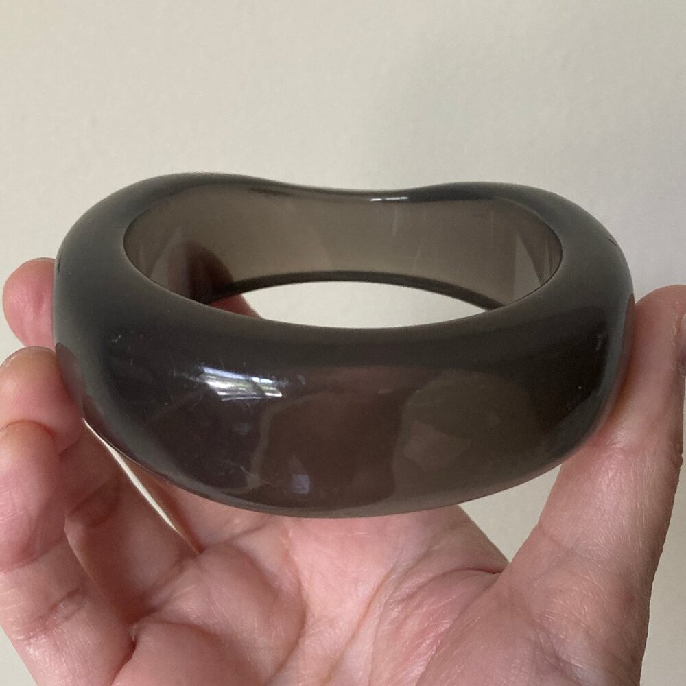 Vintage Translucent Gray Asymmetrical Lucite Bang… - image 4